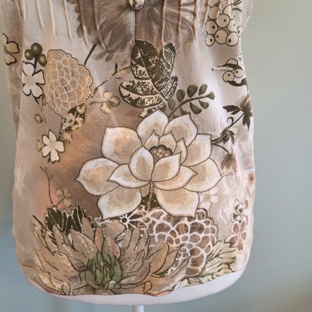 Caribbean Joe Floral Print Cap Sleeve Top Size M - Picture 5 of 12